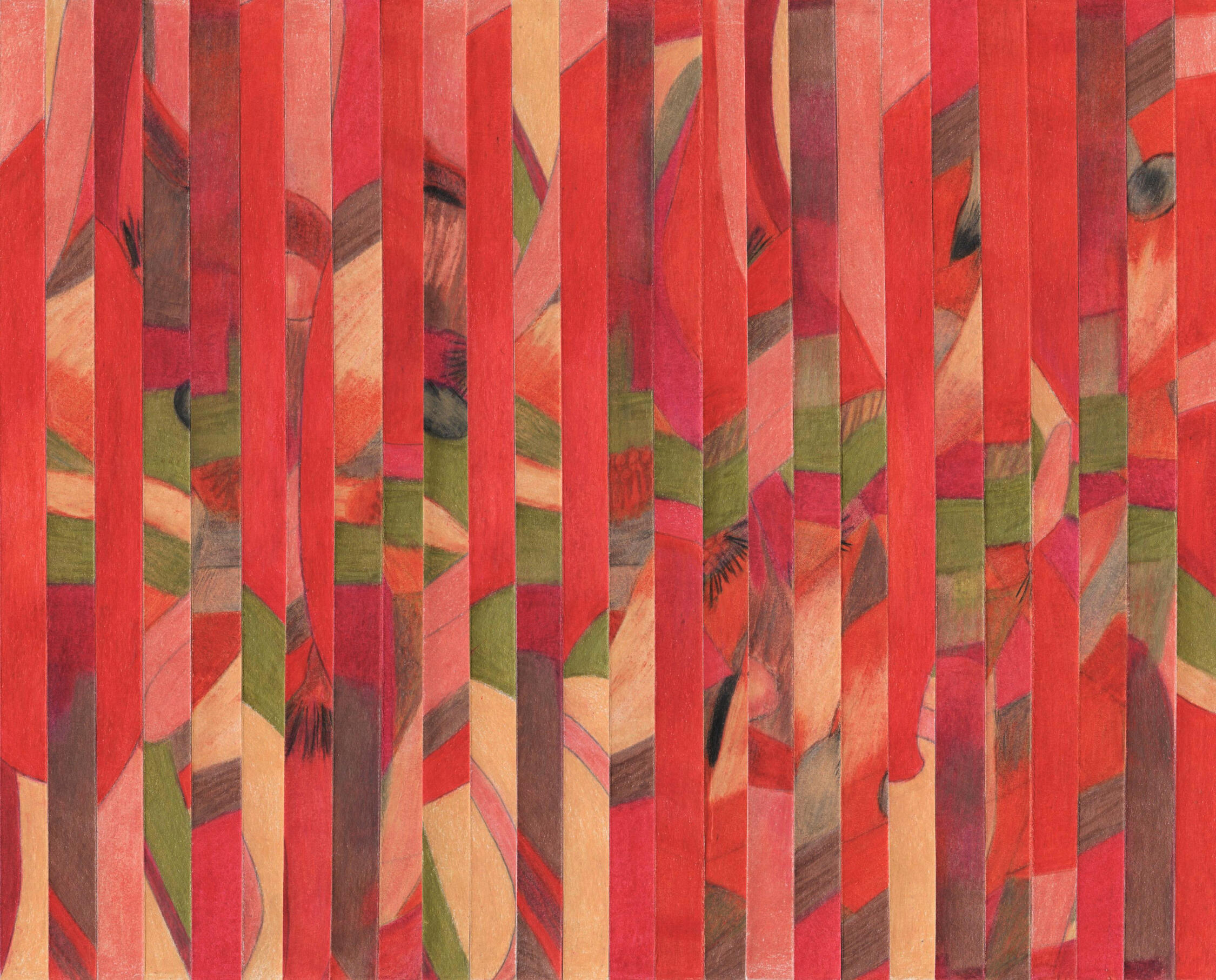 Embedded blazing Collage - dessin aux crayons de couleur- flamboyant - rouge - blazing - red - maureenlasne- collageartist- marbre-marmor-colaj-colageartist-coloredpencils