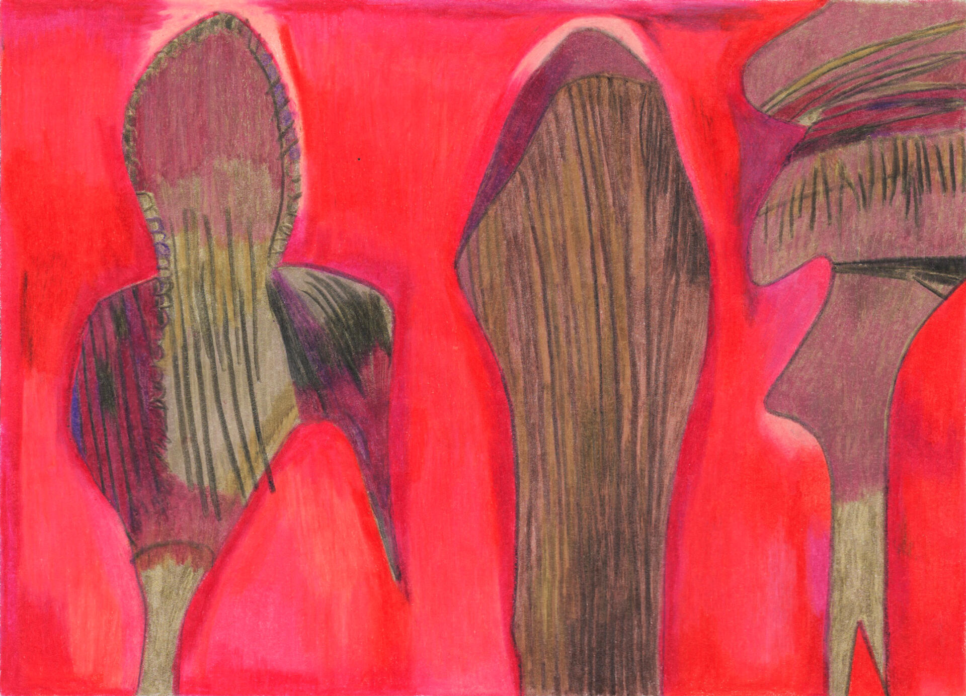 Mollusques au képi - Dessin aux crayons de couleur - Drawing