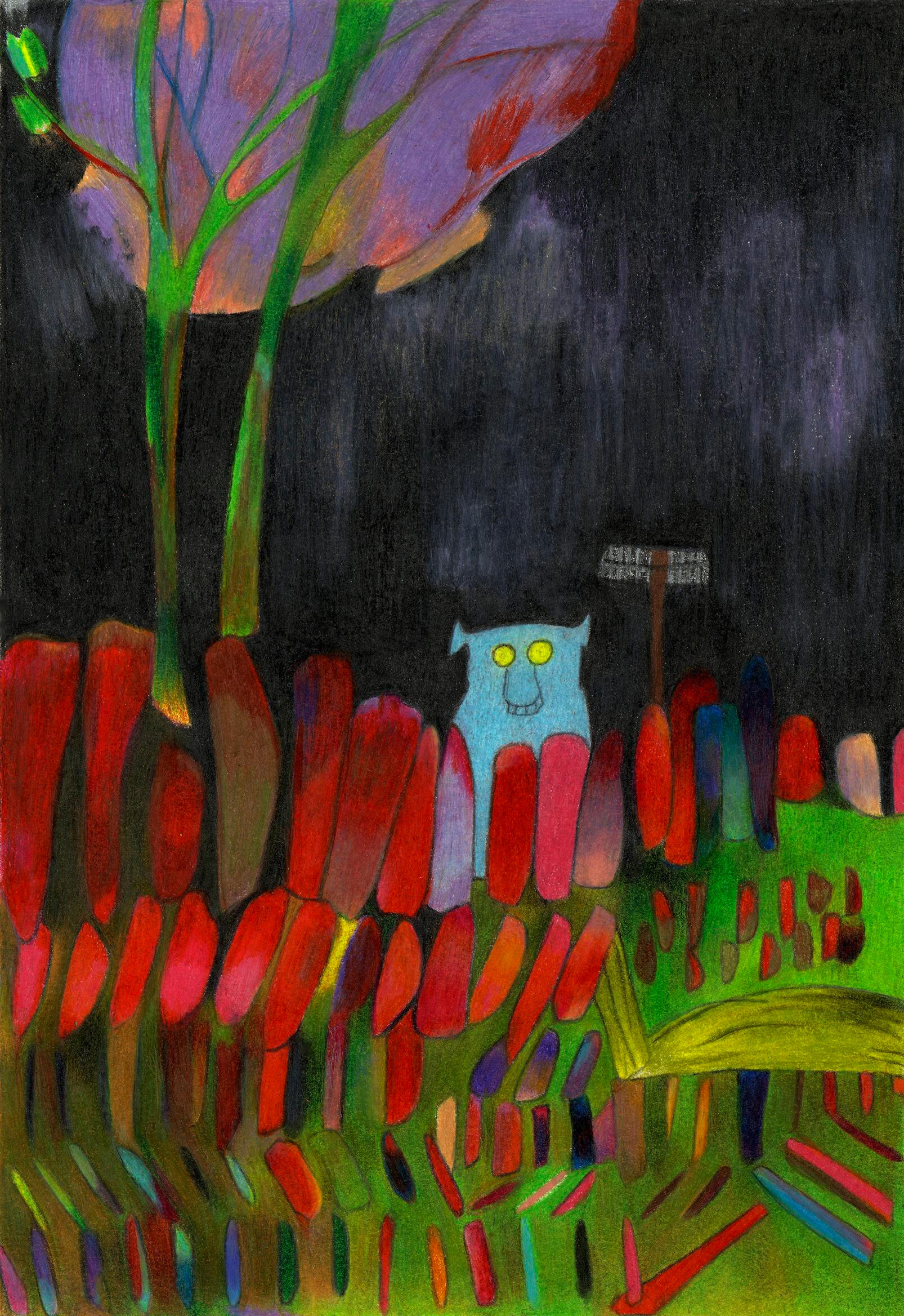 Guess what I'm here for - Dessin aux crayons de couleur- Monster -maureenlasne