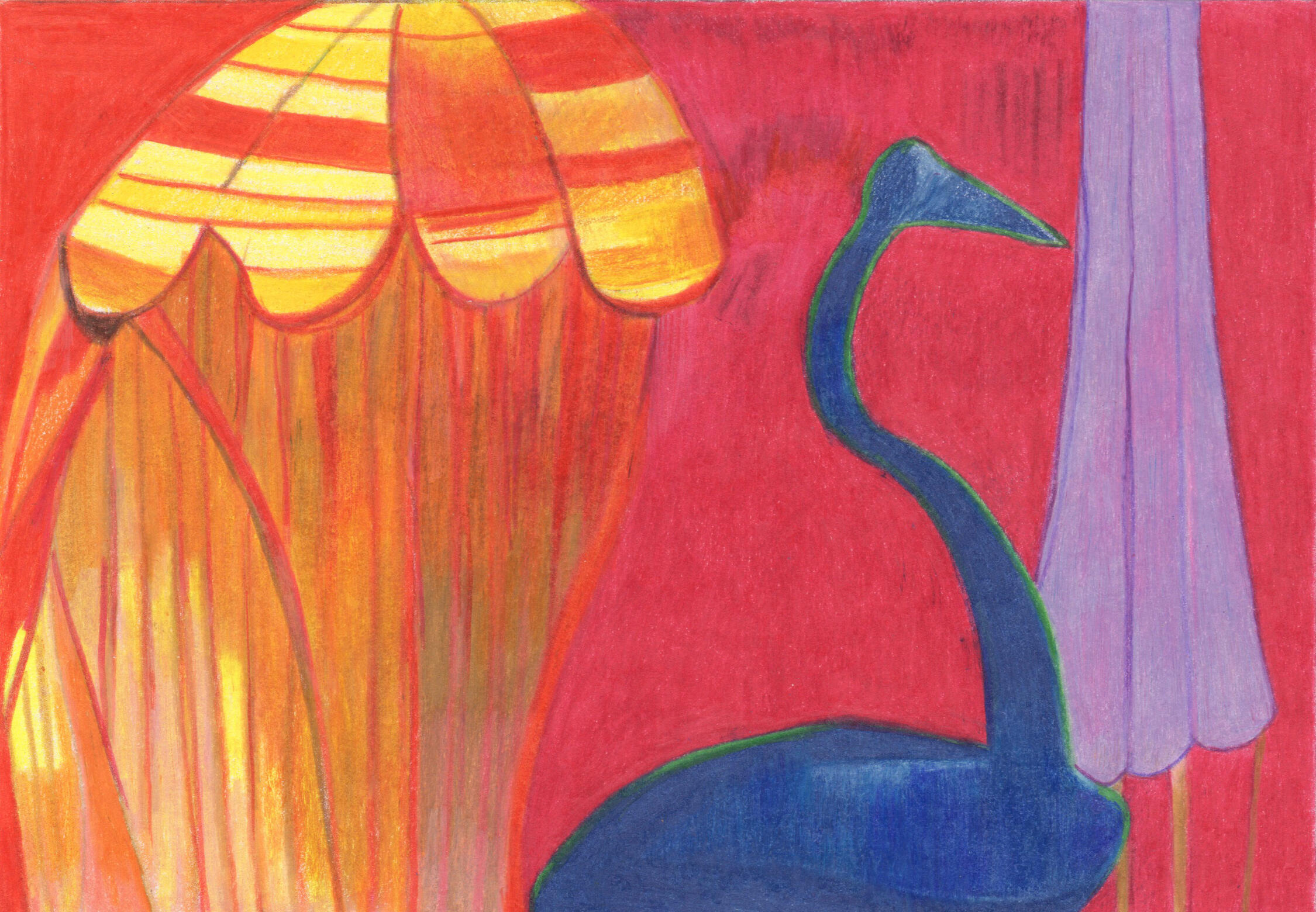 Odalisque bird dessin aux crayons de couleur- colored pencil drawing - pélican - maureenlasne - pelican