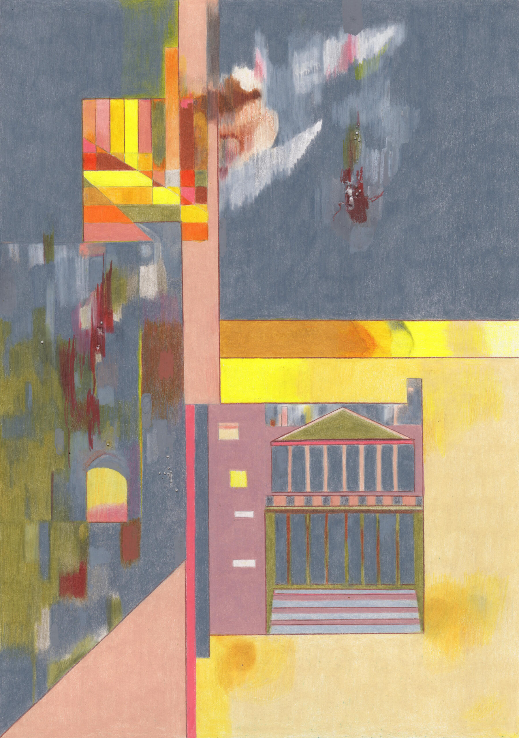 Shooting the architect Dessin abstrait contenant un pavillon évoquant l'architecture d'Andréa Palladio